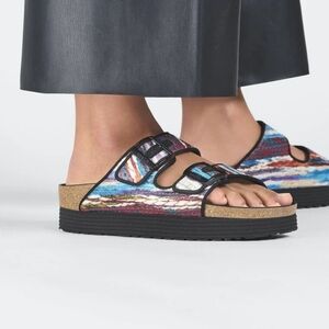 Birkenstock Papillio Arizona Platform Textile - Multi Turquoise